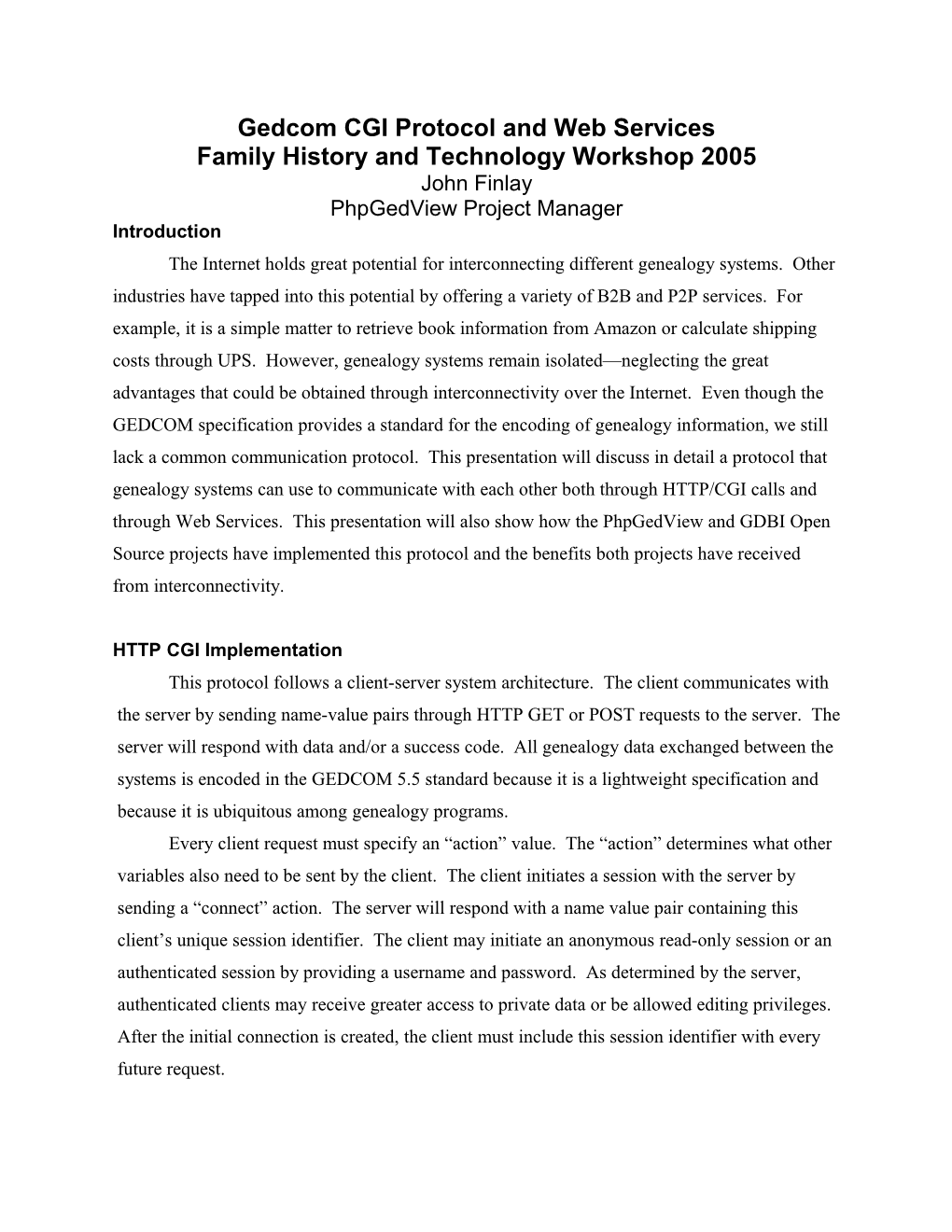 Family History and Technology Conference 2005