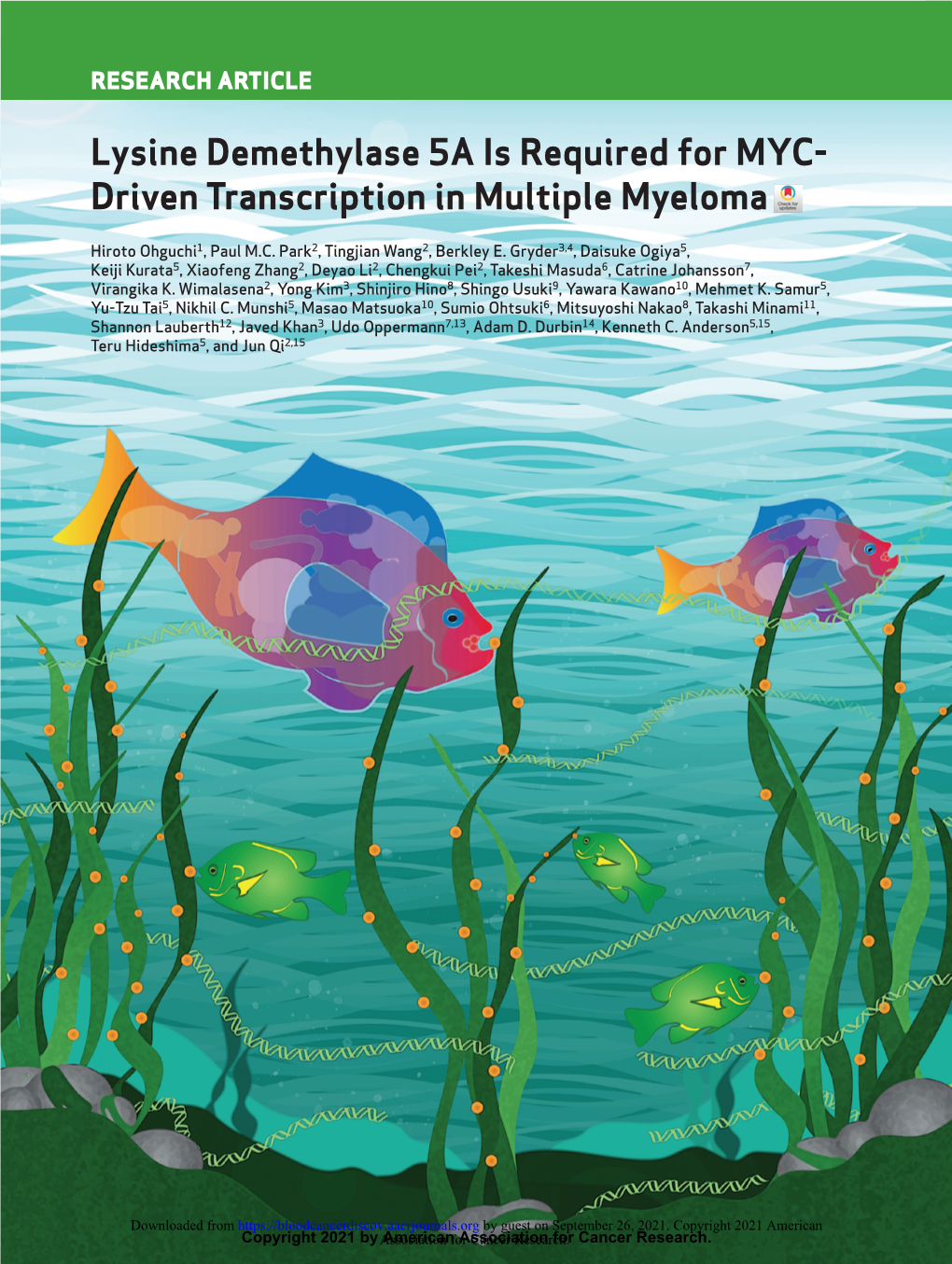 Lysine Demethylase 5A Is Required for MYC- Driven Transcription in Multiple Myeloma