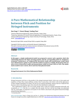 A Pure Mathematical Relationship Between Pitch and Position for Stringed Instruments