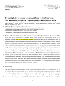 Current Glacier Recession Causes Significant Rockfall Increase: the Immediate Paraglacial Response of Deglaciating Cirque Walls