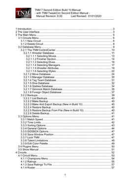 Manual - with TNM Tweakcirc Second Edition Manual - Manual Revision: 6.00 Last Revised: 01/01/2020