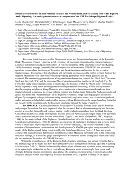 Brittle Fracture Studies in Post-Permian Strata of the Western Flank And