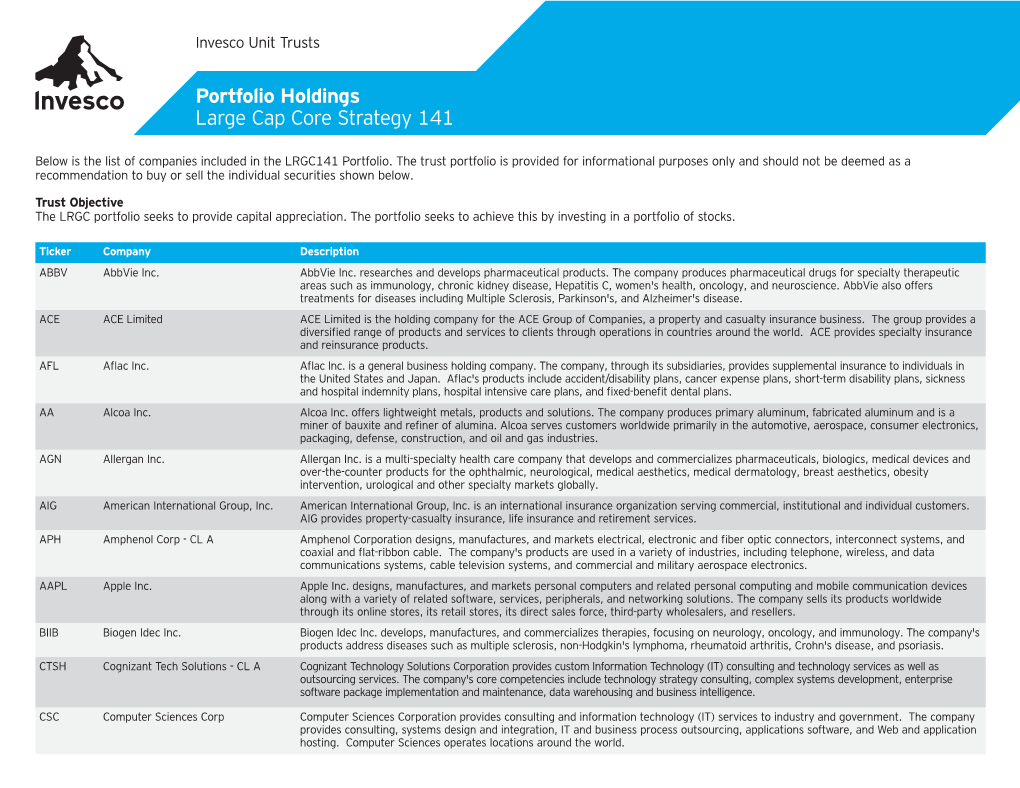 LRGC141 Holdings Description Flyer (PDF)