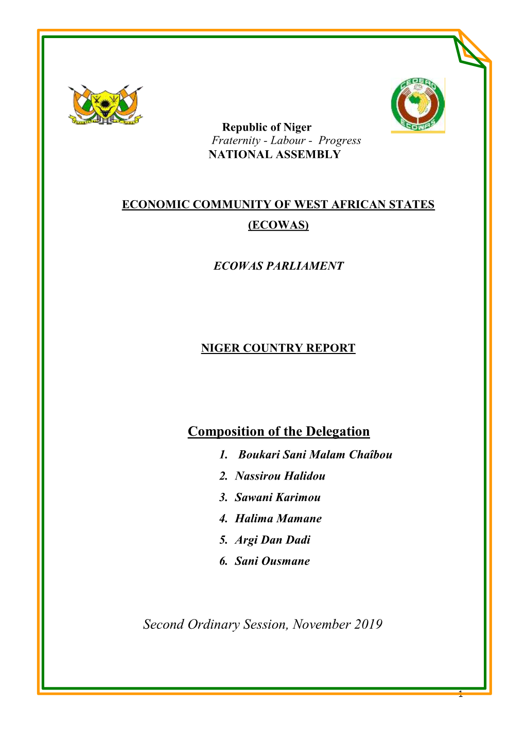 Composition of the Delegation Second Ordinary Session