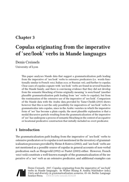 Copulas Originating from the Imperative of 'See/Look' Verbs in Mande Languages