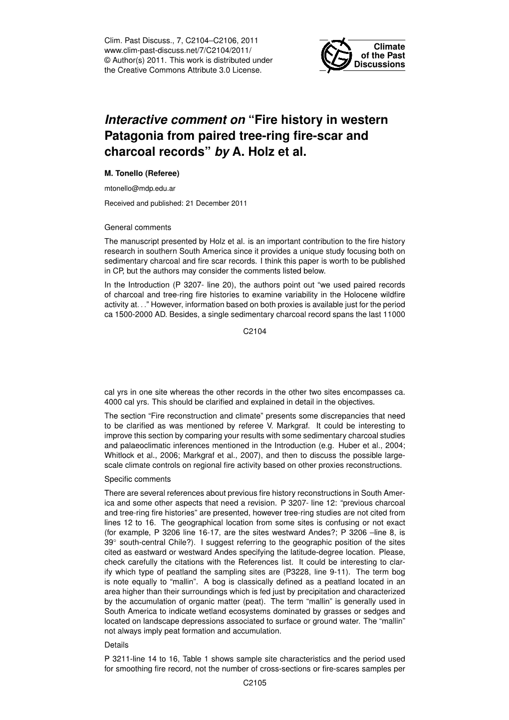 Fire History in Western Patagonia from Paired Tree-Ring Fire-Scar And