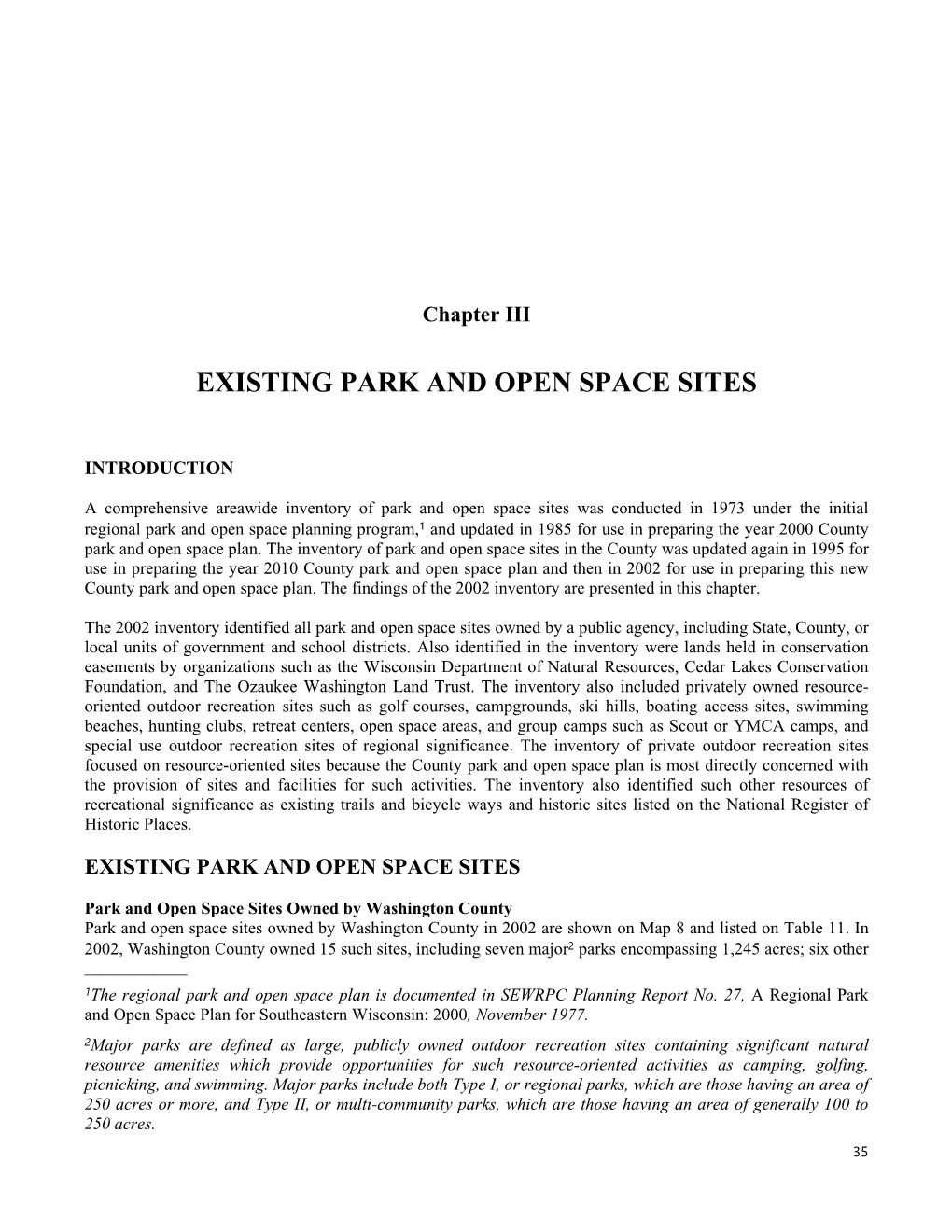 Existing Park and Open Space Sites