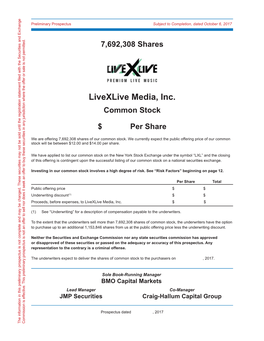 Livexlive Media, Inc. Common Stock Egistration Statement