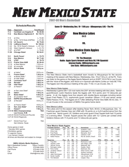 New Mexico State 2007-08 Men’S Basketball