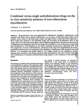 In Vitro Sensitivity Patterns of Non-Tuberculous Mycobacteria