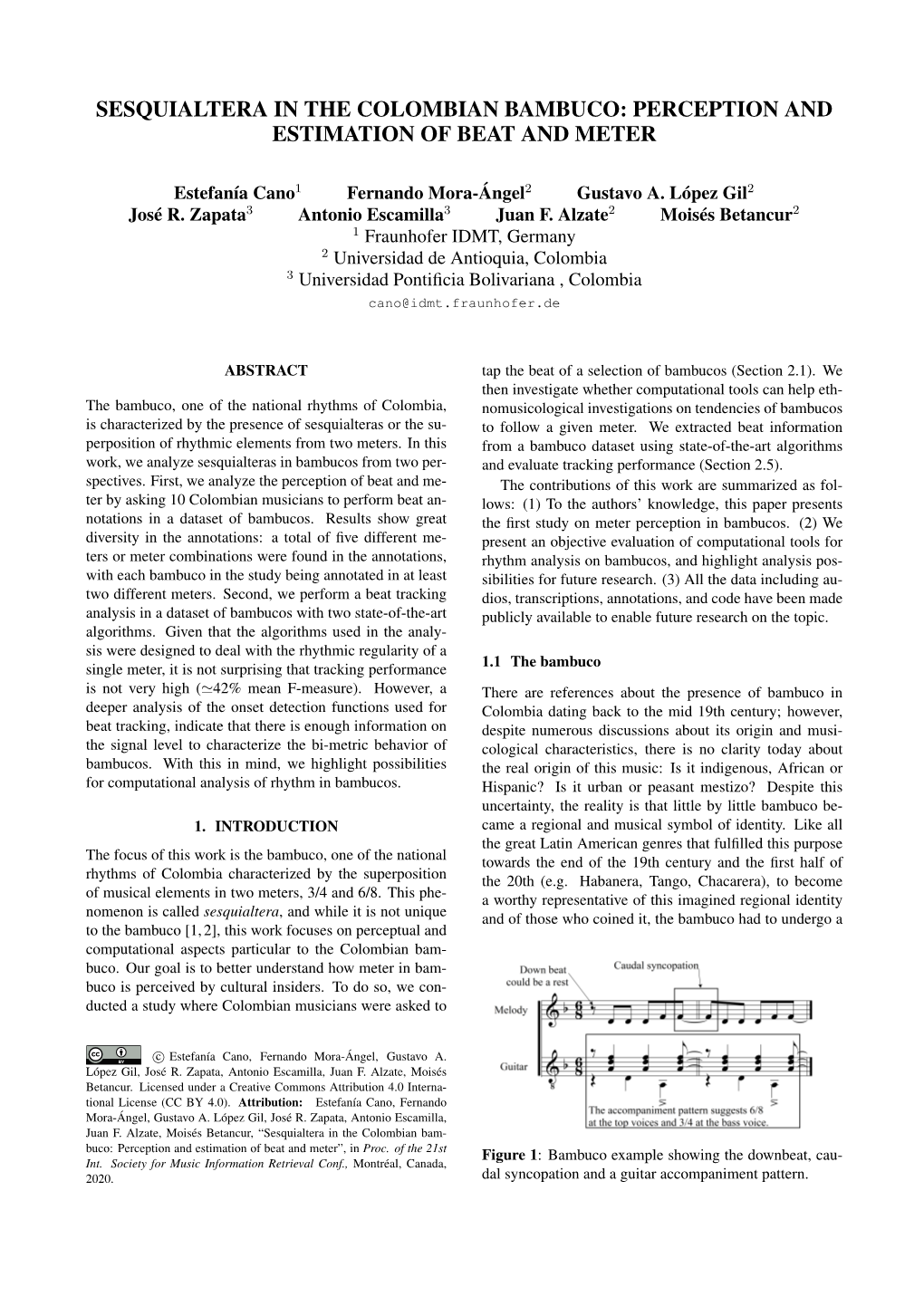 Sesquialtera in the Colombian Bambuco: Perception and Estimation of Beat and Meter