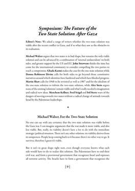 Symposium: the Future of the Two State Solution After Gaza *