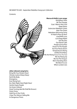 September Rebellion Song Lyric Collection Contents Marcus