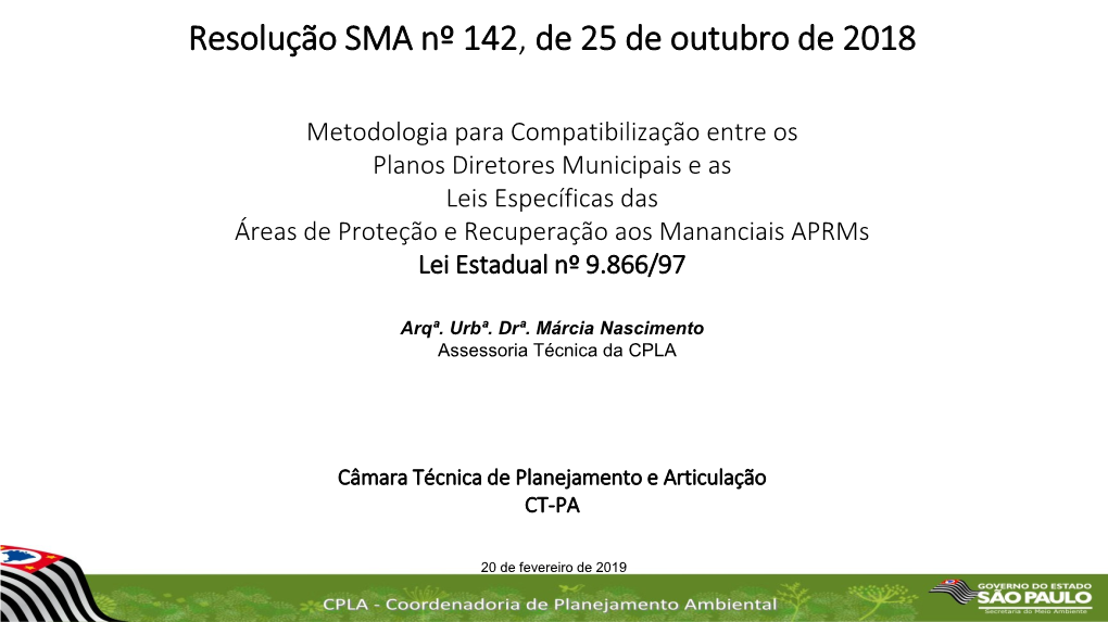 Metodologia Para Compatibilização De Lei Específica De APRM E Plano