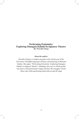 Exploring Onnagata Kabuki in Japanese Theatre By: Priscilla Chang