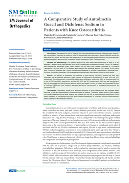 A Comparative Study of Amtolmetin Guacil and Diclofenac Sodium in Patients with Knee Osteoarthritis