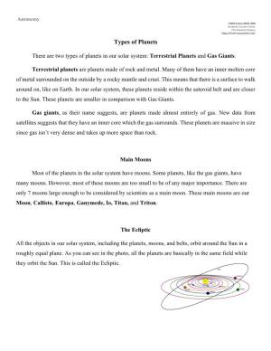 Types of Planets