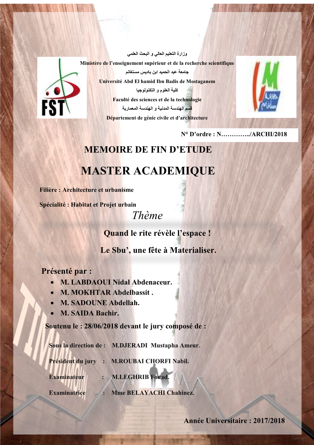 MASTER ACADEMIQUE Thème