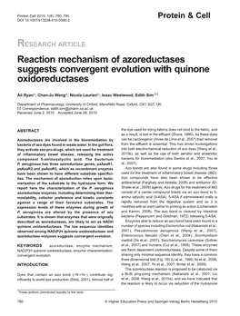 Reaction Mechanism of Azoreductases Suggests Convergent Evolution with Quinone Oxidoreductases