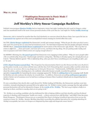 Jeff Merkley's Dirty Smear Campaign Backfires