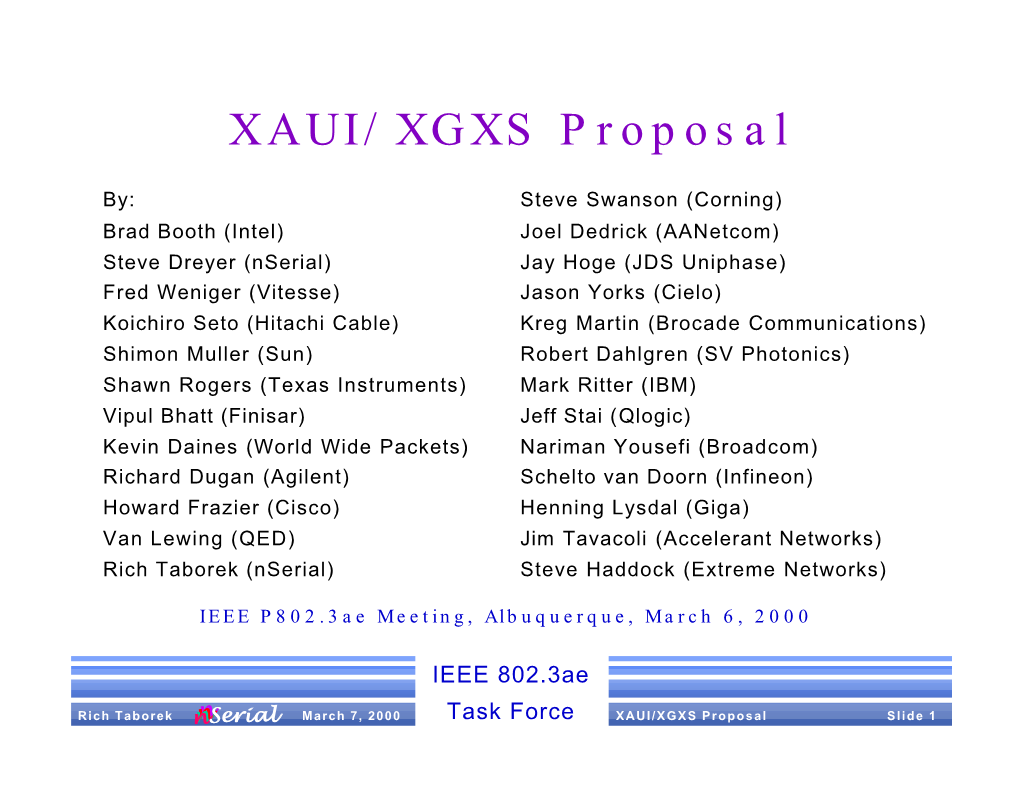 XAUI/XGXS Proposal