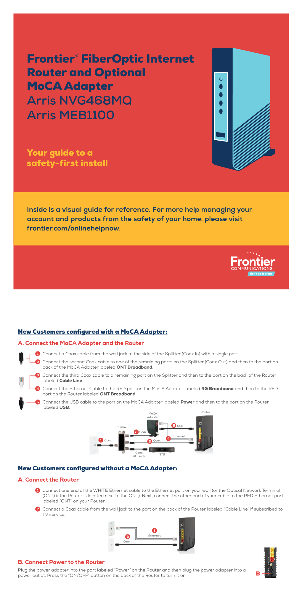 Frontier® Fiberoptic Internet Router and Optional Moca Adapter