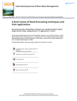A Brief Review of Flood Forecasting Techniques and Their Applications