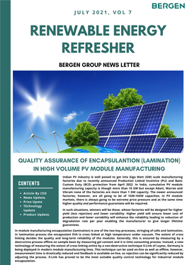 Renewable Energy Refresher Bergen Group News Letter