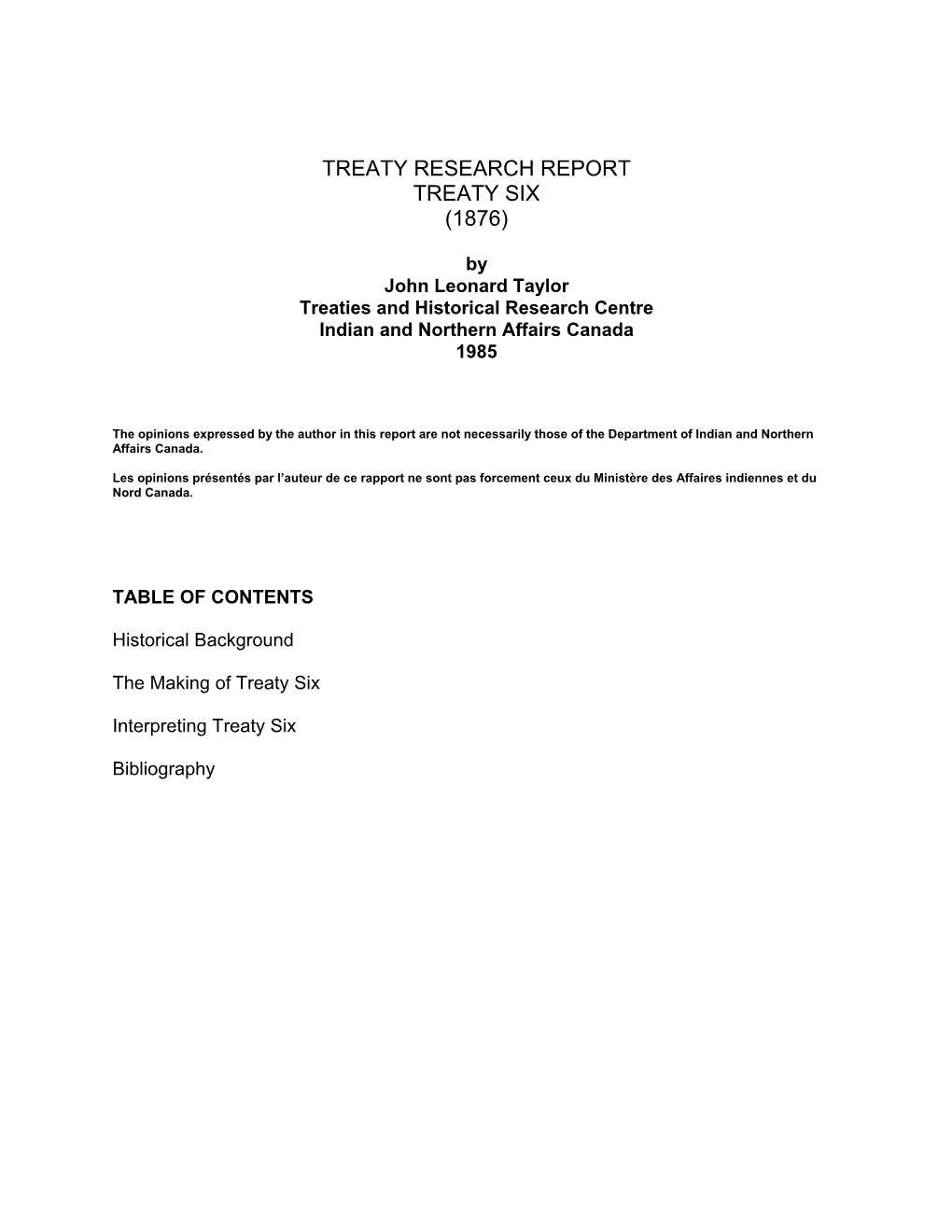 Treaty Research Report Treaty Six (1876)