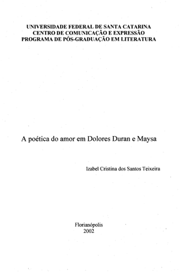 A Poética Do Amor Em Dolores Duran E Maysa