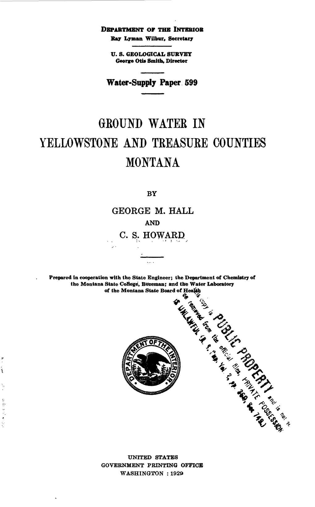 Gbound Wateb in Yellowstone and Tseasube Counties Montana