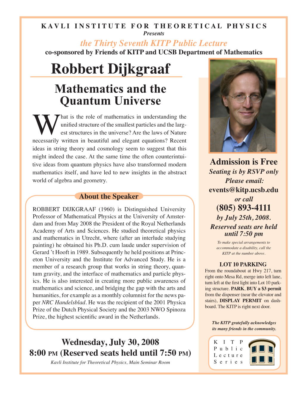 Robbert Dijkgraaf Mathematics and the Quantum Universe