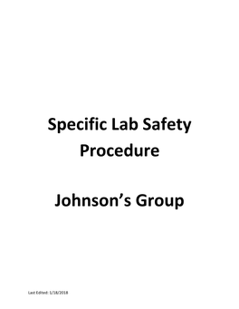 Specific Lab Safety Procedure Johnson's Group