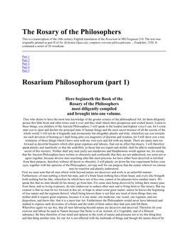 Rosarium Philosophorum (Part 1)