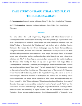 Case Study on Ragu Sthala Temple at Thirunageswaram