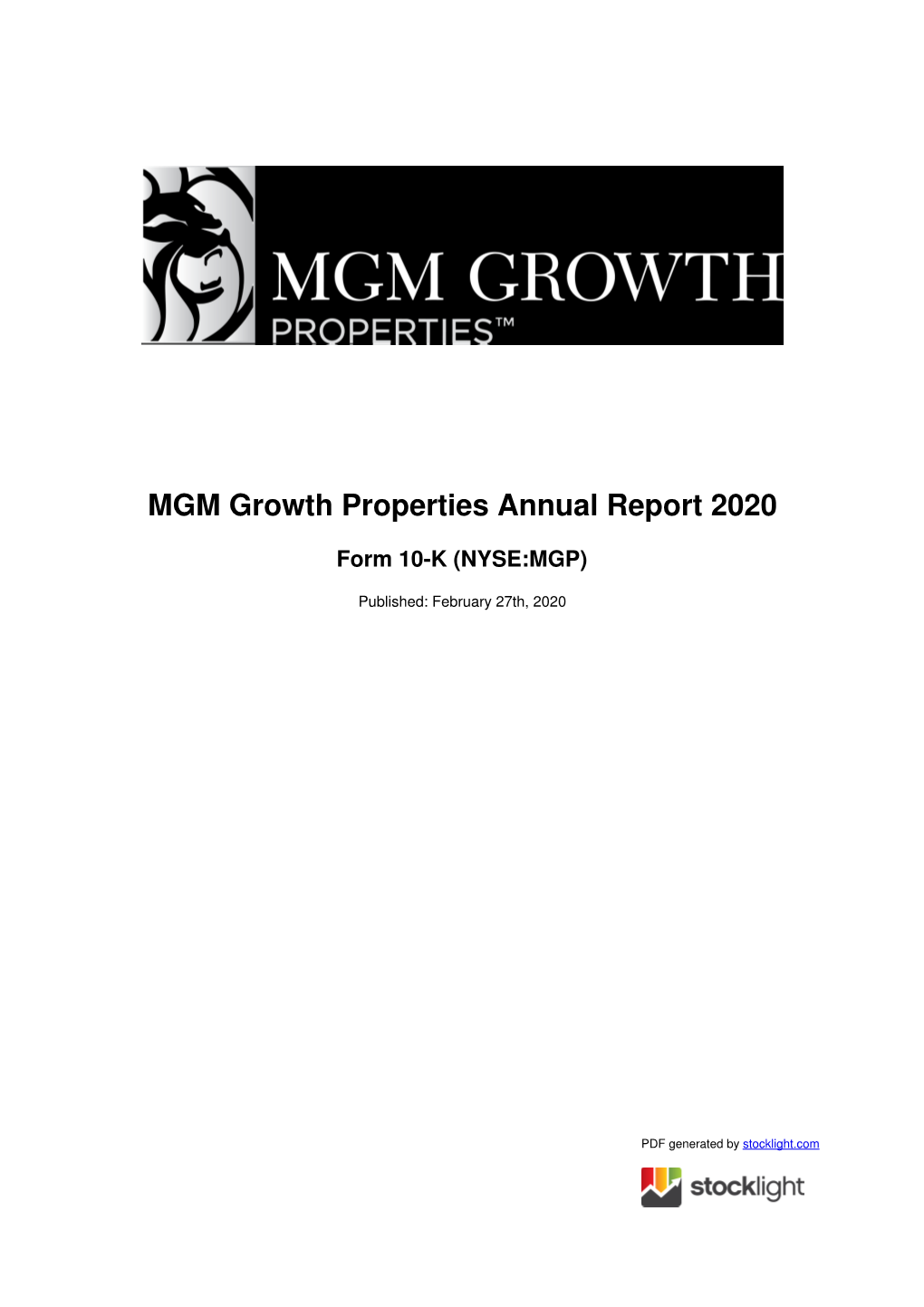 MGM Growth Properties Annual Report 2020