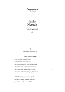 Canto General / Pablo Neruda