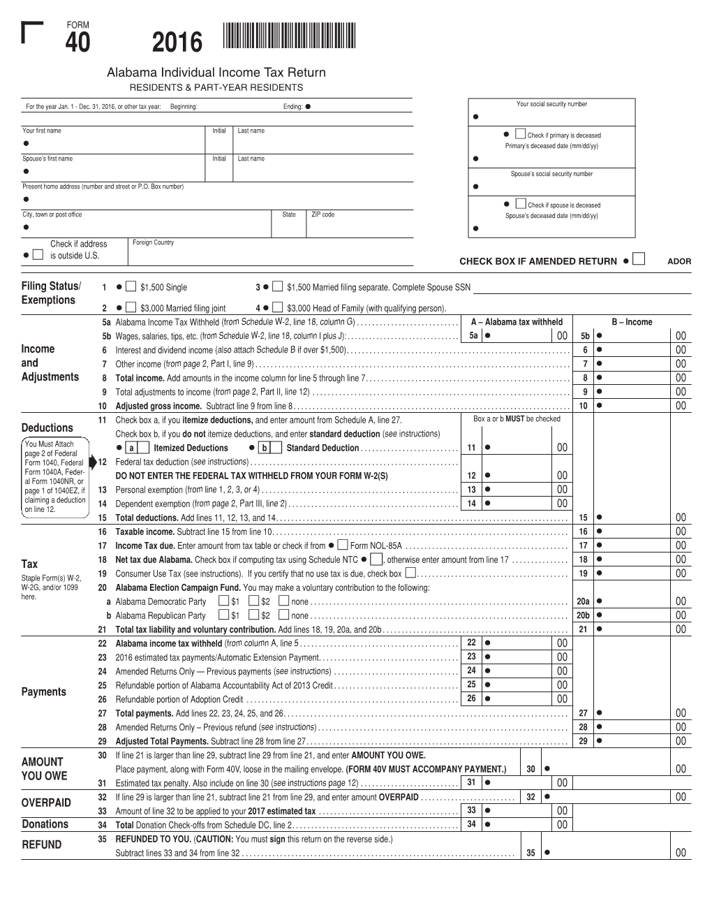 Form 40 2016 *16000140*