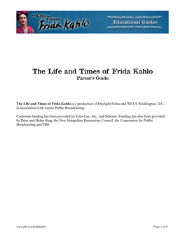 The Life and Times of Frida Kahlo Parent’S Guide