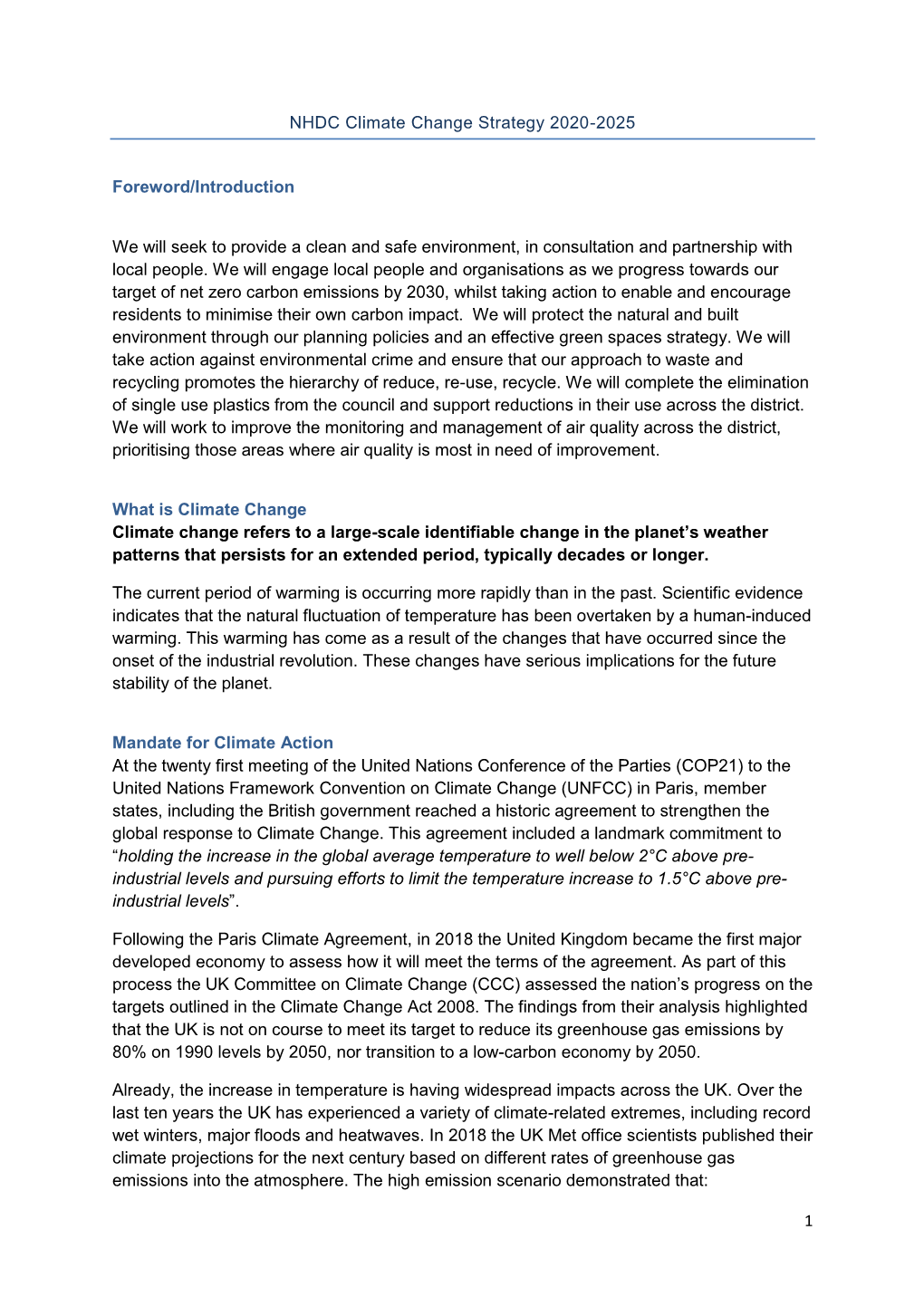 North Hertfordshire District Council Summary Document