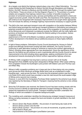 As a Largely Rural District the Highway Network Plays a Key Role in West Oxfordshire