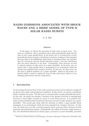 Radio Emissions Associated with Shock Waves and a Brief Model of Type Ii Solar Radio Bursts