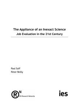The Appliance of an Inexact Science: Job Evaluation in the 21St Century