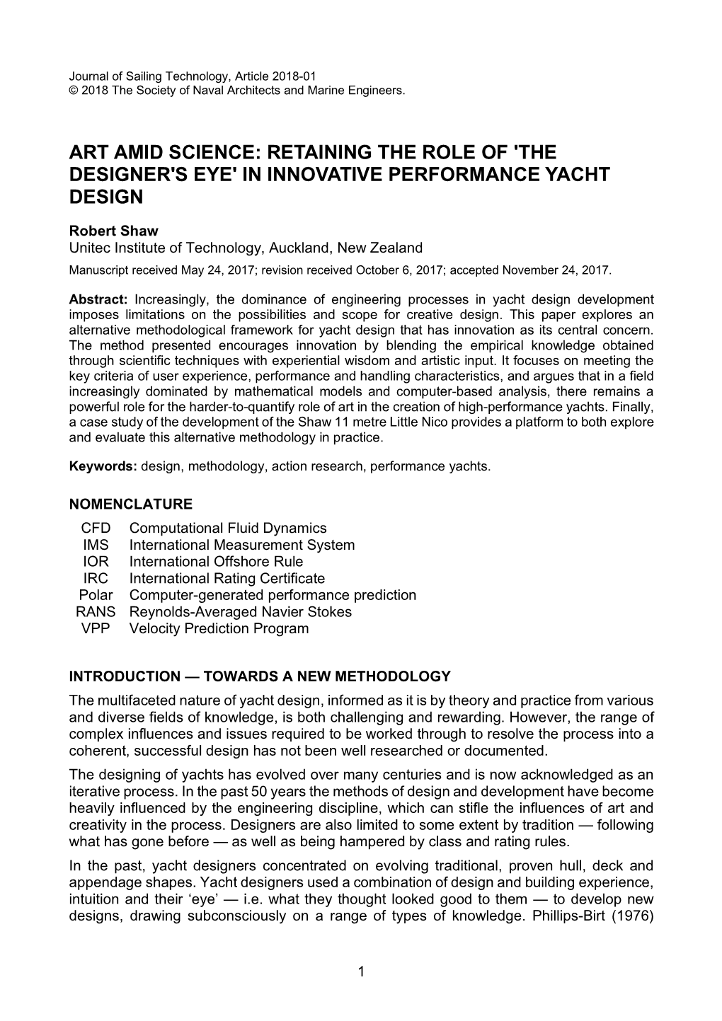 Art Amid Science: Retaining the Role of 'The Designer's Eye' in Innovative Performance Yacht Design