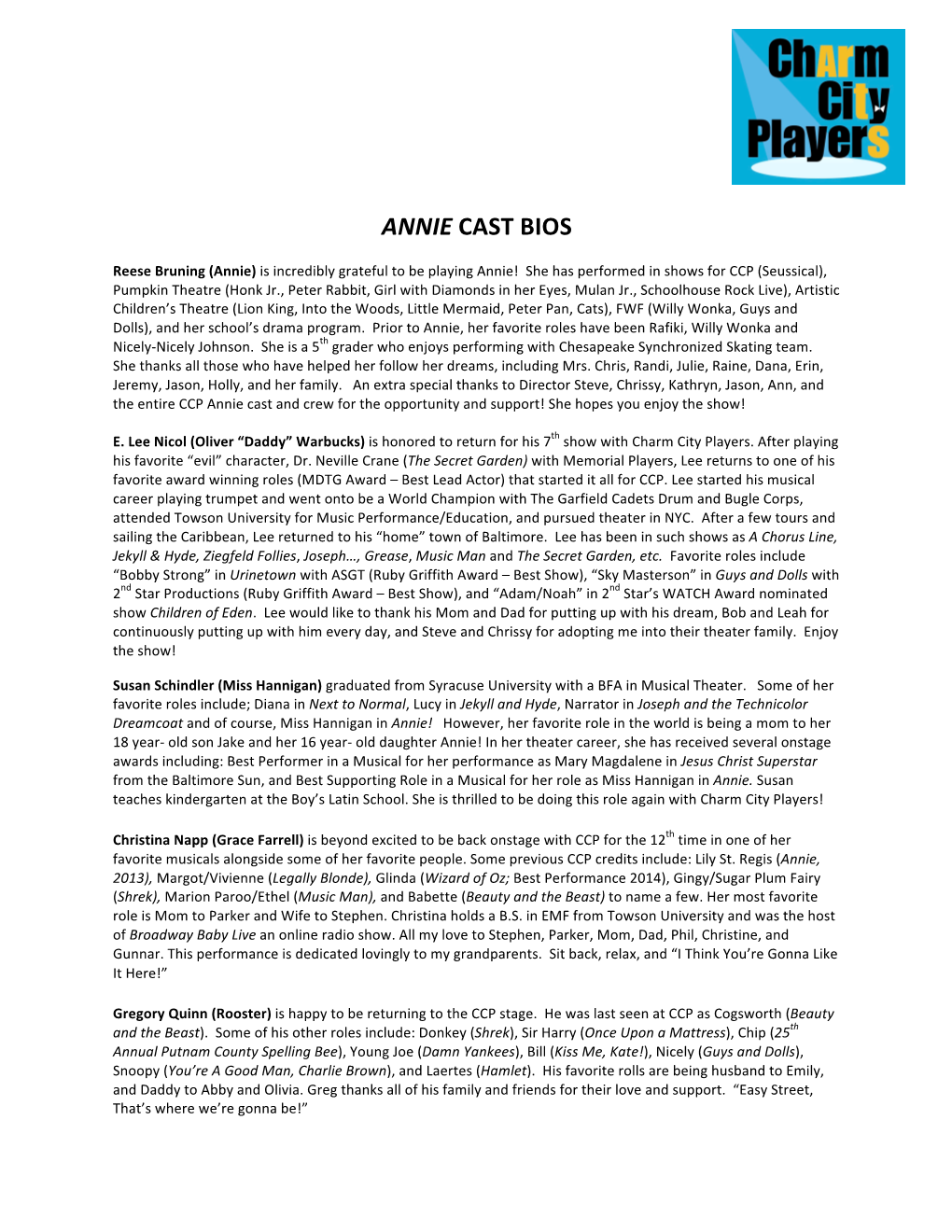 Annie Cast Bios