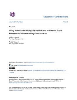 Using Videoconferencing to Establish and Maintain a Social Presence in Online Learning Environments