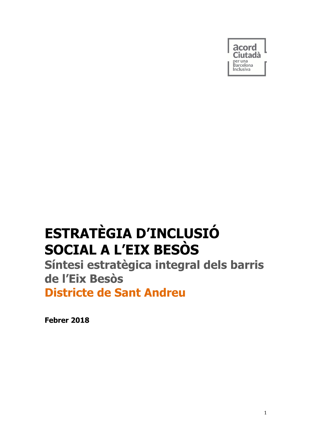 Estratègia D'inclusió Social a L'eix Besòs