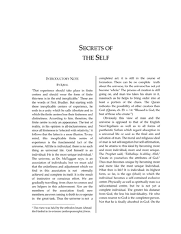 Secrets of the Self