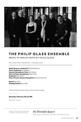 The Philip Glass Ensemble Music in Twelve Parts by Philip Glass