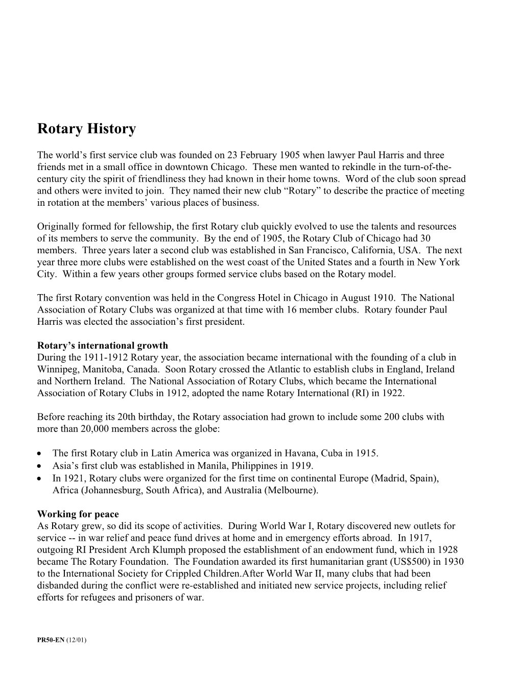 A Brief History of Rotary International